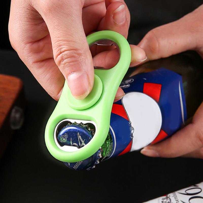 2025 New Portable fingertip gyro decompression double head beer rotary bottle opener tool banquet gift  wine accessories