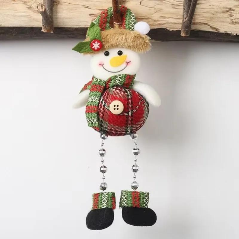 1 Pcs Christmas Decorations Window Decorations Room Decorations Small Figurines Plaid Cloth Beads Legs Holiday Pendants Gifts