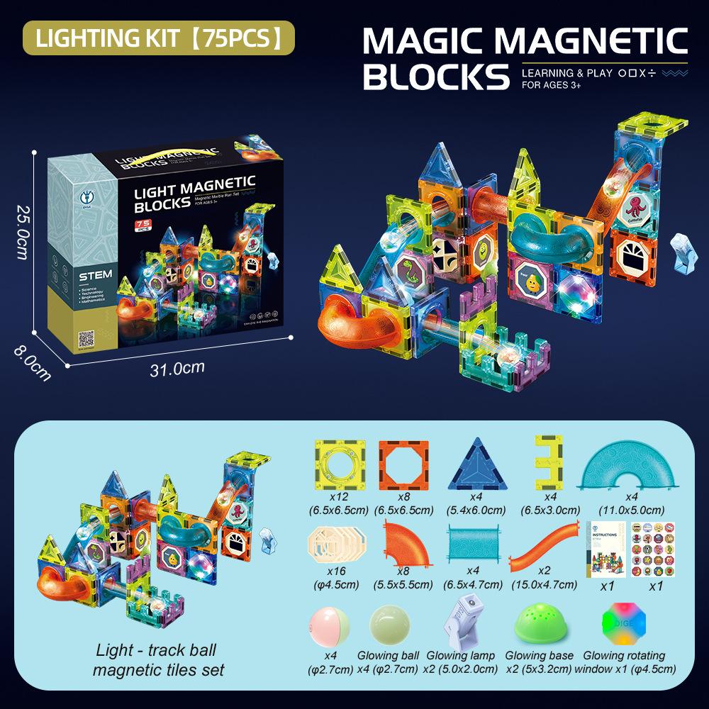 Magnetische Fliesen Murmelbahn Set STEM Bausteine Spielzeug für Jungen Kinder Geschenk Mehrere Stile