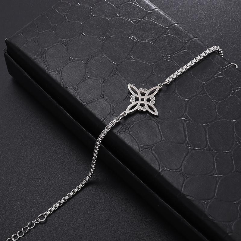 Witchcraft Witch Knot Bracelet Stainless Steel Geometric Hollow Flower Box Chain Cuff Bracelet Ladies Protection Amulet Jewelry