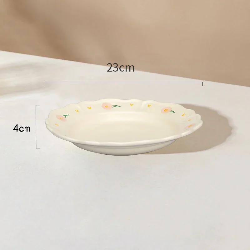 Retro-Blumen-Keramikteller, modisch, kreativ, köstliche Suppenschüssel, für Zuhause, Nachmittagstee, Dessert, Obstteller, exquisiter Fischteller