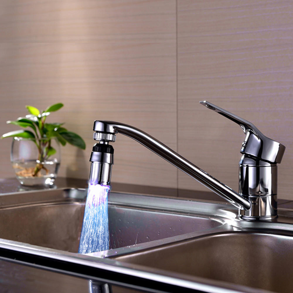 1PC Kitchen Sink 7Color Change Water Glow Water Stream Shower LED Faucet Taps Light