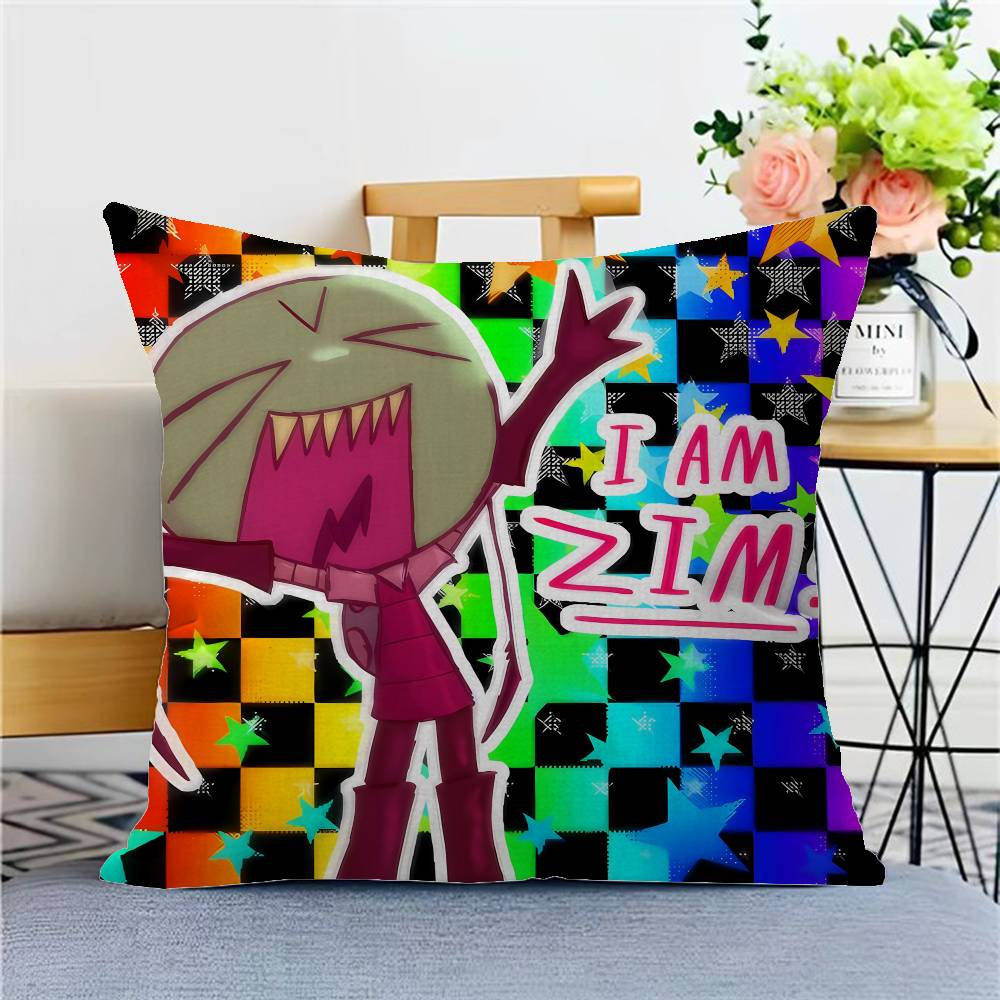 Funny Anime Invader ZIM Cushion Cover Inches Farmhouse Decor Home Throw Pillow Covers for Couch Decorations