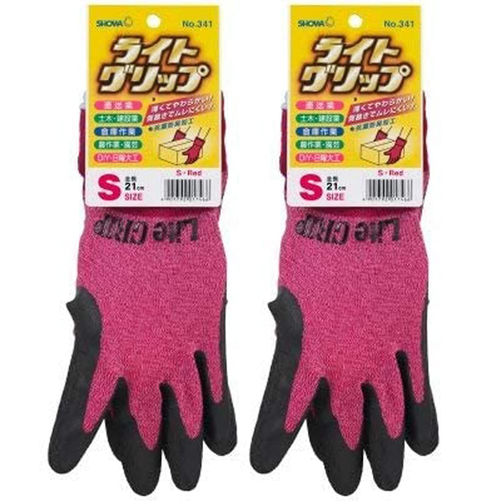 

Showaglove Work Gloves 341 Light Size 1 Pair of No. Grip, S, Red, (Set 2)