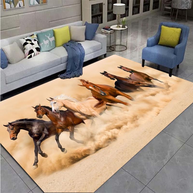 3D Horse Printed Large Carpet,doormat,living Room,bedroom,bathroom Decoration Animal - Running Horse Pattern Anti Slip Floor Mat