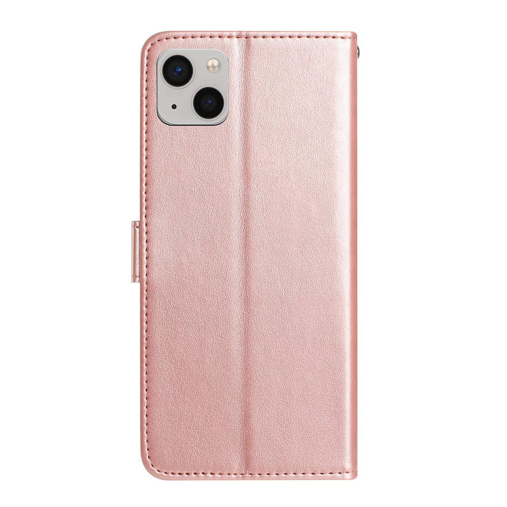 For iPhone 14 Wallet Case Rose Pattern Imprinted Leather Flip Stand Phone Cover