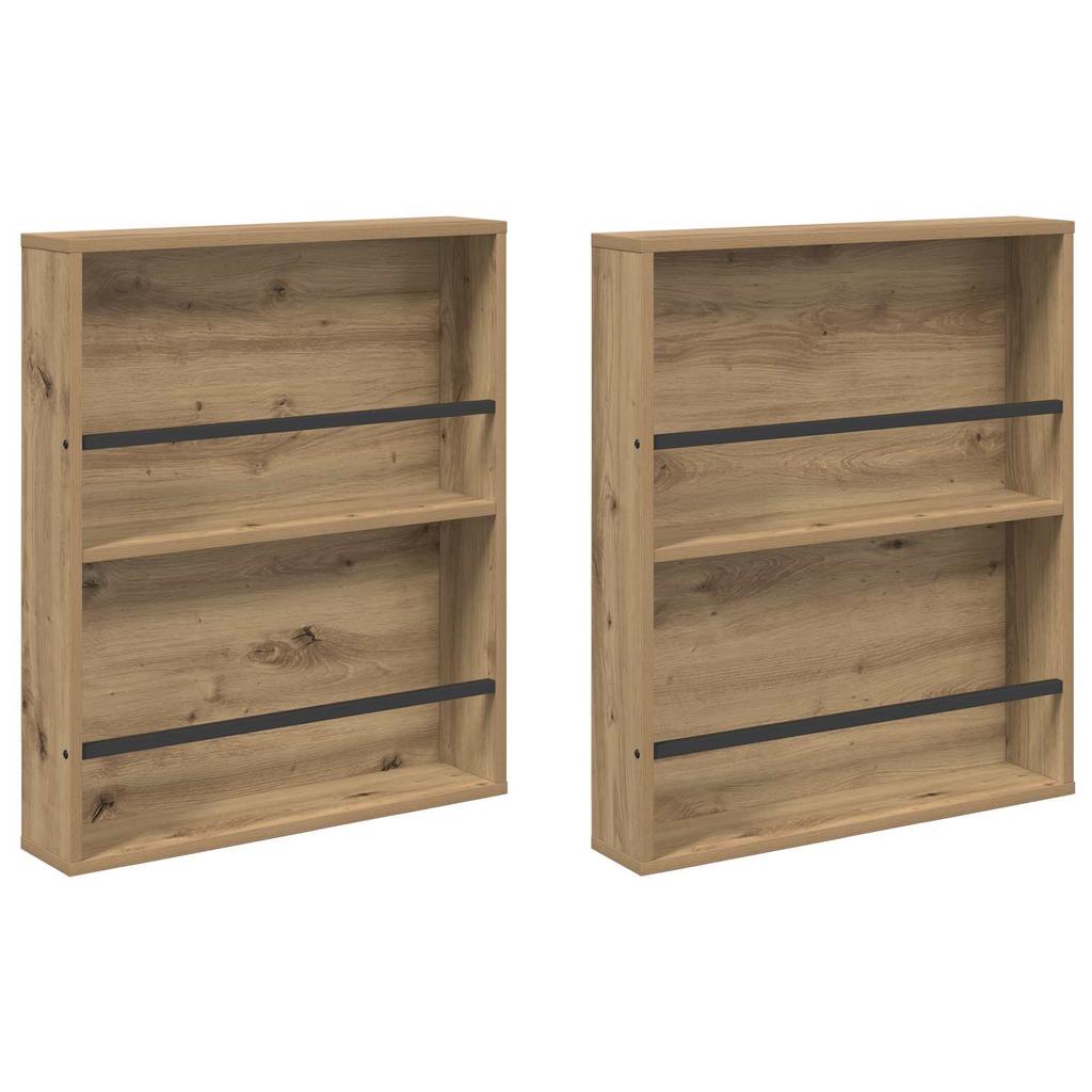 Magazine Shelf 2 pcs Artisan Oak Finish 60 x 12 x 70 cm Engineered Wood