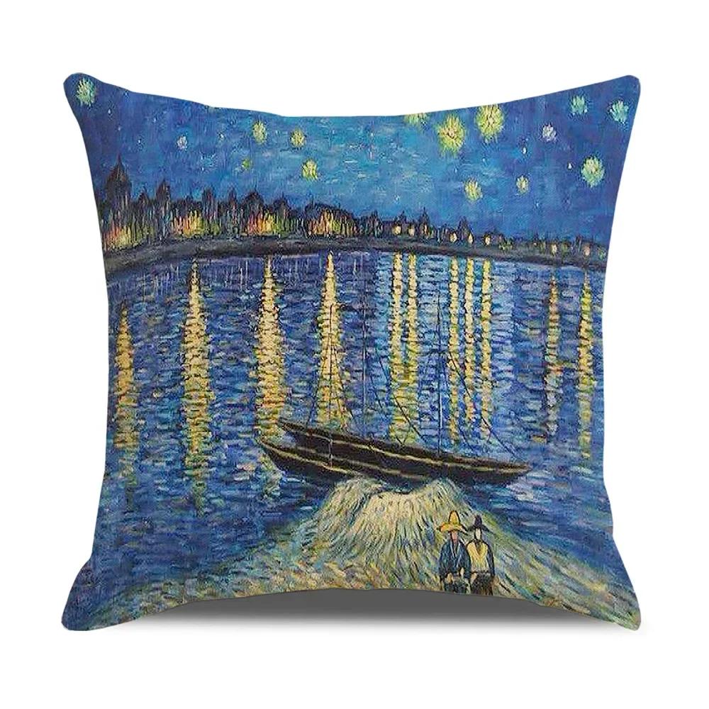 Vintage Kunst Kissenbezug Van Gogh Ölgemälde Kissenbezug Wohnzimmer Sofa Dekoration