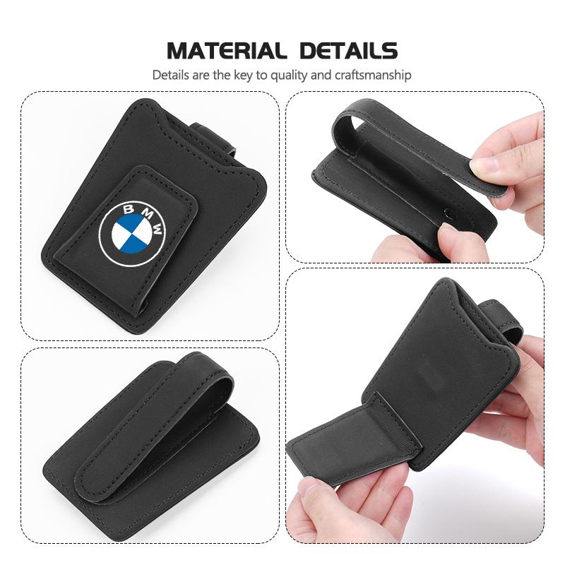 Car Sunglasses Holder Sun Visor Leather Hanger Ticket Card Clip For BMW X3 X5 M5 M3 E46 E90 E60 F10 E39 F30 E36 G30 E87 E70 z2