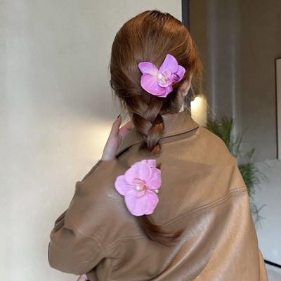 Pearl Orchid Flower Hairpin Cloth Girl Hair Clip Cute Flower Hair Clip  Summer