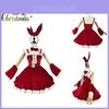 Natal Vinho Tinto 5xl Roupa Sexy de Empregada do Papai Noel Cosplay Laço Lolita Fantasia