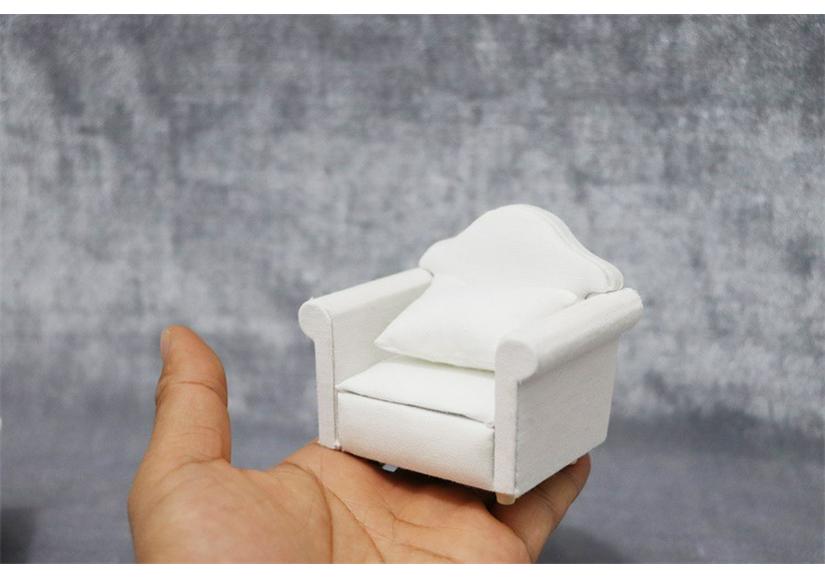 1:12 Dollhouse White Sofa Set - 3-Piece Mini Furniture with Cushions for ob11