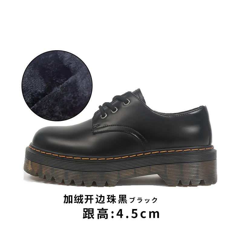 Small leather shoes women's spring 2025 new platform loafers, genuine leather women's shoes popular single shoes women's black Martin shoes
