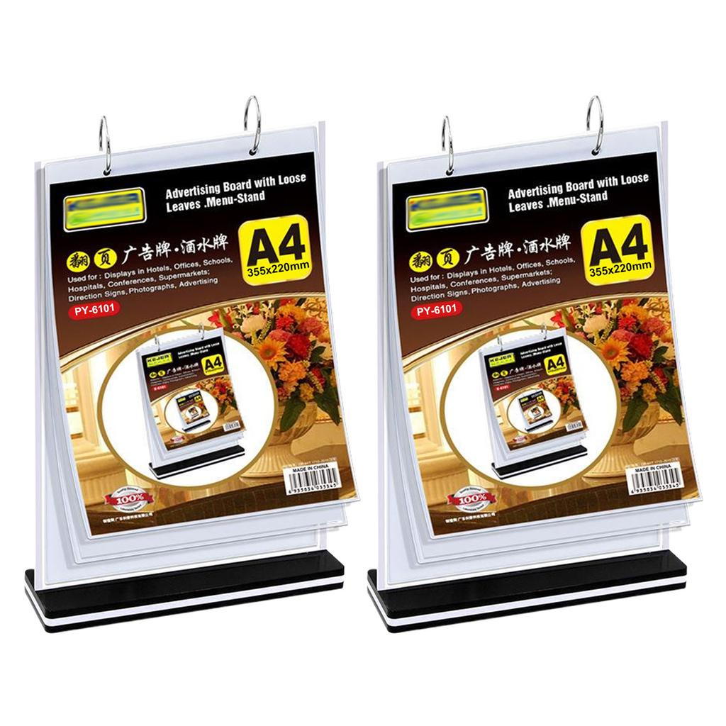 2pcs Menu Display Stand A4 Table Menu Stand Acrylic Desktop Double Display Holder for Picture Card Store Office Menu Retail Show