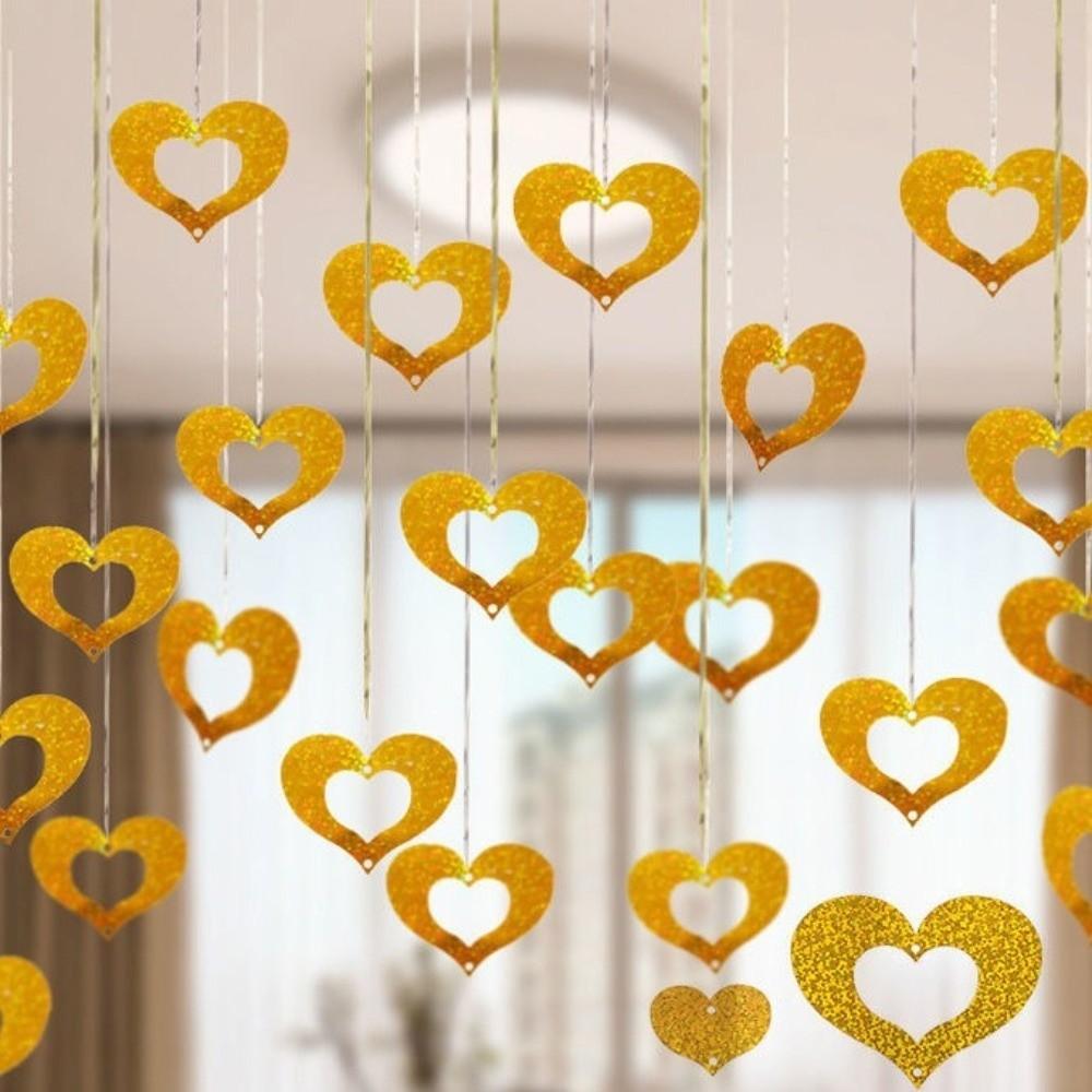 Laser Sequin Valentine's Day Love Pulling DIY Love Heart Hanging Curtain  Couple Anniversary