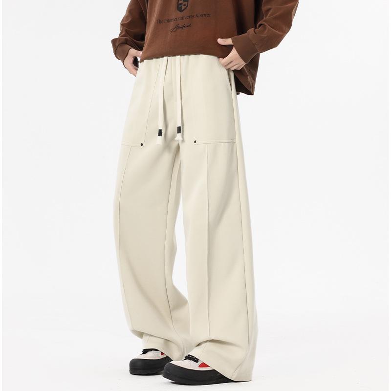 Men's American Style Casual Drapey Trousers: Spring/Autumn Loose Wide-Leg Sports Pants