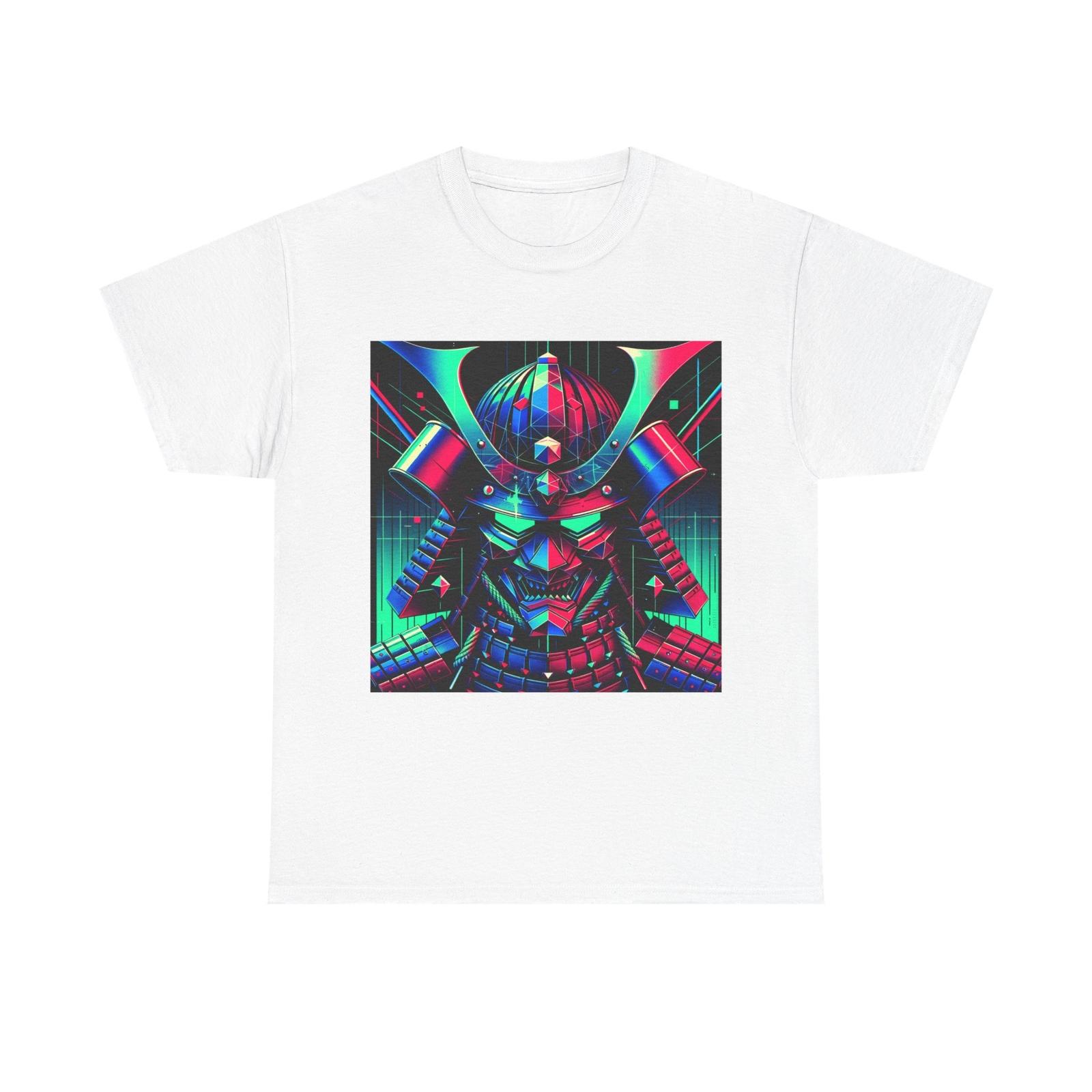 Unisex Adult T Shirt Neon Punk Samurai Helmet Artwork 8K S разноцветный