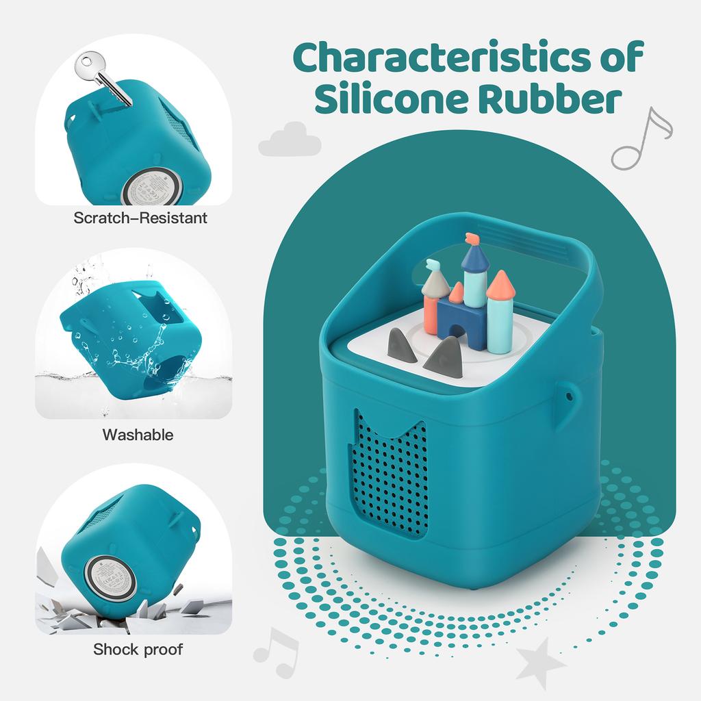 Soft Protective Silicone Sleeve with Easy To Carry Handle Shockproof Anti-Slip Protective Cover for Toniebox 1&2 Audio Player
