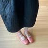 Pink Single Shoes Women's Gentle Brock Carved Shallow Mouth One-word Buckle with Flat Mary Jane Shoes