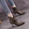 Fashion Female Short Shoes Work Heeled Pointed Toe Boot Large Size Warm Women's Ankle Boots Goth On Offer Sale Designer Luxury Booties