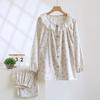 2026 New Spring and Autumn Women's Pajama Set 100% Cotton Gauze Plaid Floral Long Sleeve Cute Doll Collar Home Furnishing Set
