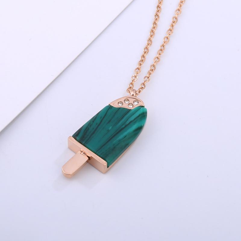 Simple Rose Gold White Fritillary Green Peacock Stone Ice Cream Ice Cream Necklace Niche Design Girlfriend Gift