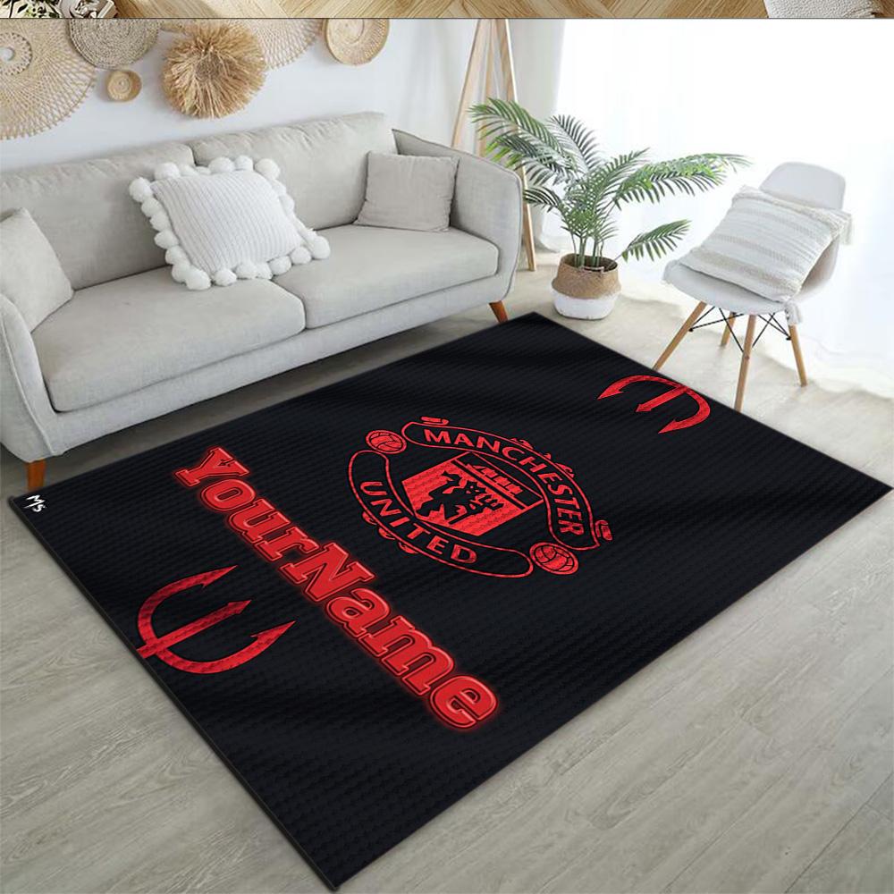 Manchester Customizable Name Carpet Design for Playrooms Kitchen Bedrooms Outdoor Antislip Carpet Anime Office Decor Perfect Gift for Friends & Family