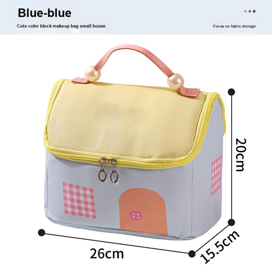 Cute House Cosmetic Bag Organizer for Women, Multi-Function Portable Travel Wash Bag, Large Capacity Storage Bag