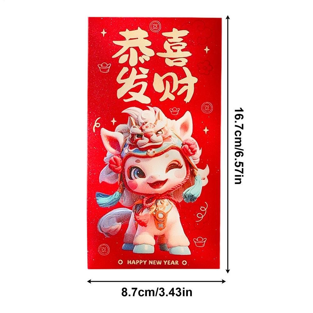 6pcs Red Money Envelopes Year Of The Horse new year Party Favor 2026 Money Envelopes Chinese Spring Festival Money Envelopes