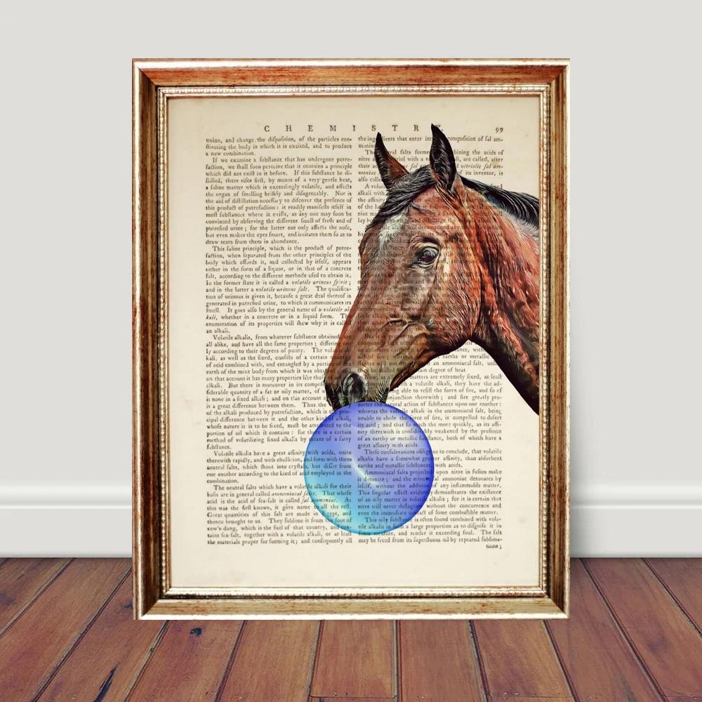 Vintage Funny Animals In Newspaper Art Poster Canvas Painting Puppy Pet Cat Horse Wall Art Pictures Gift Home Decor