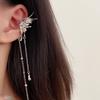 Gothic Elf Earcuffs Non Piercing Cartilage Climber Ear Wrapped Vintage Silver Stud Earrings Long Tassel Earrings Gift