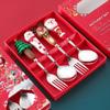New Cartoon Christmas Round Head Spoon Fork Tableware Cartoon Coffee Spoon Christmas Gift Christmas Tree Silver Gift Box