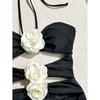 Einfarbige 3D-Blumen Neckholder Rückenfreie Bademode Sexy Einteiliger Badeanzug Damen Bade- Schwimmanzug Tragen Ausgeschnittene Bikinis