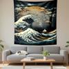 Great Wave Golden Full Moon Cherry Blossom Wall Tapestry Japanese Ukiyo E Sailboat Birds Art Decor for Bedroom
