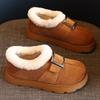 2025 Winter Shoes Women Suede Boots Warm Plush Flat Non-slip Cold Winter Fashion Ladies Ankle Snow Boots Black Yellow