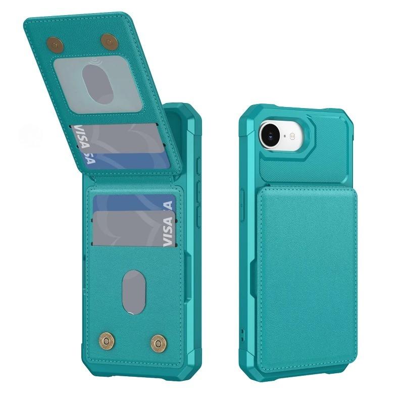 

Кошелек держатель для карт RFID блокирующий магнитный держатель для телефона чехол для iPhone 16E 16 Plus 15 Pro Max 14 13 mini 12 iPhone 14 Pro зелёный