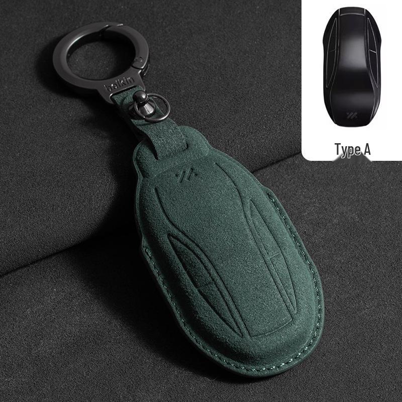 Zhiji L7 Key Cover: Suede LS7 Car Key Case with Buckle, Unisex Interior Accessory