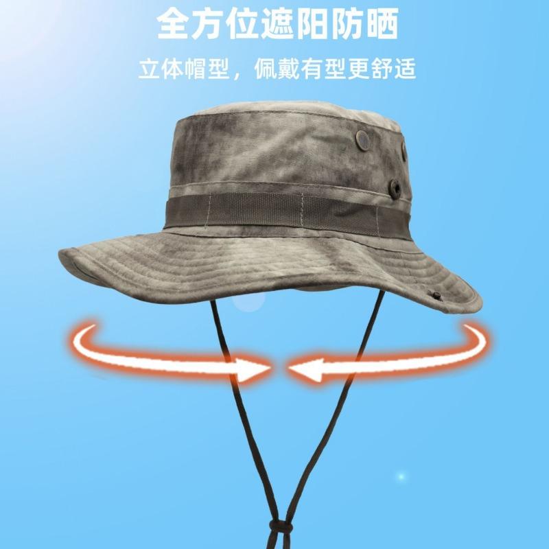 Sunscreen bucket hat outdoor jungle camouflage visor round edge fishing hat summer new