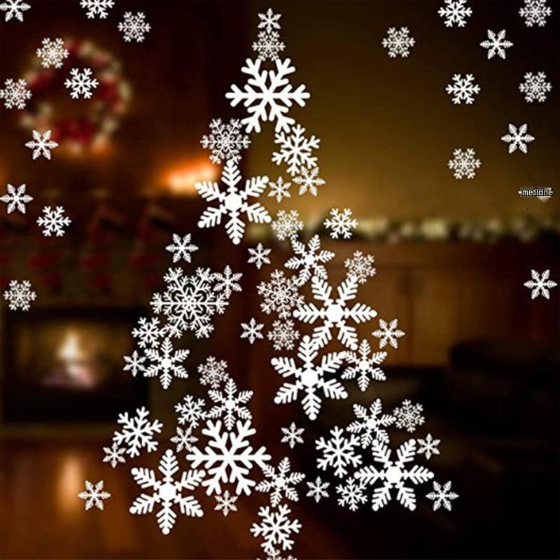 In Stock Christmas Snowflake Window Cling Decorations: Festive Stickers for Glass Doors & Windows