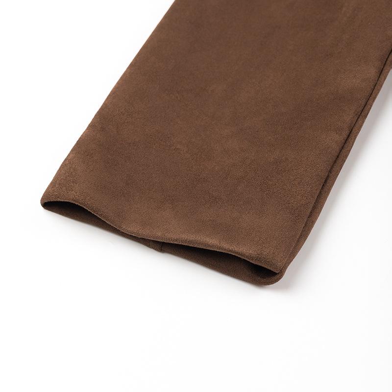 2024 Winter Women's European & American Double-Breasted Tie-Waist Faux Suede Coat