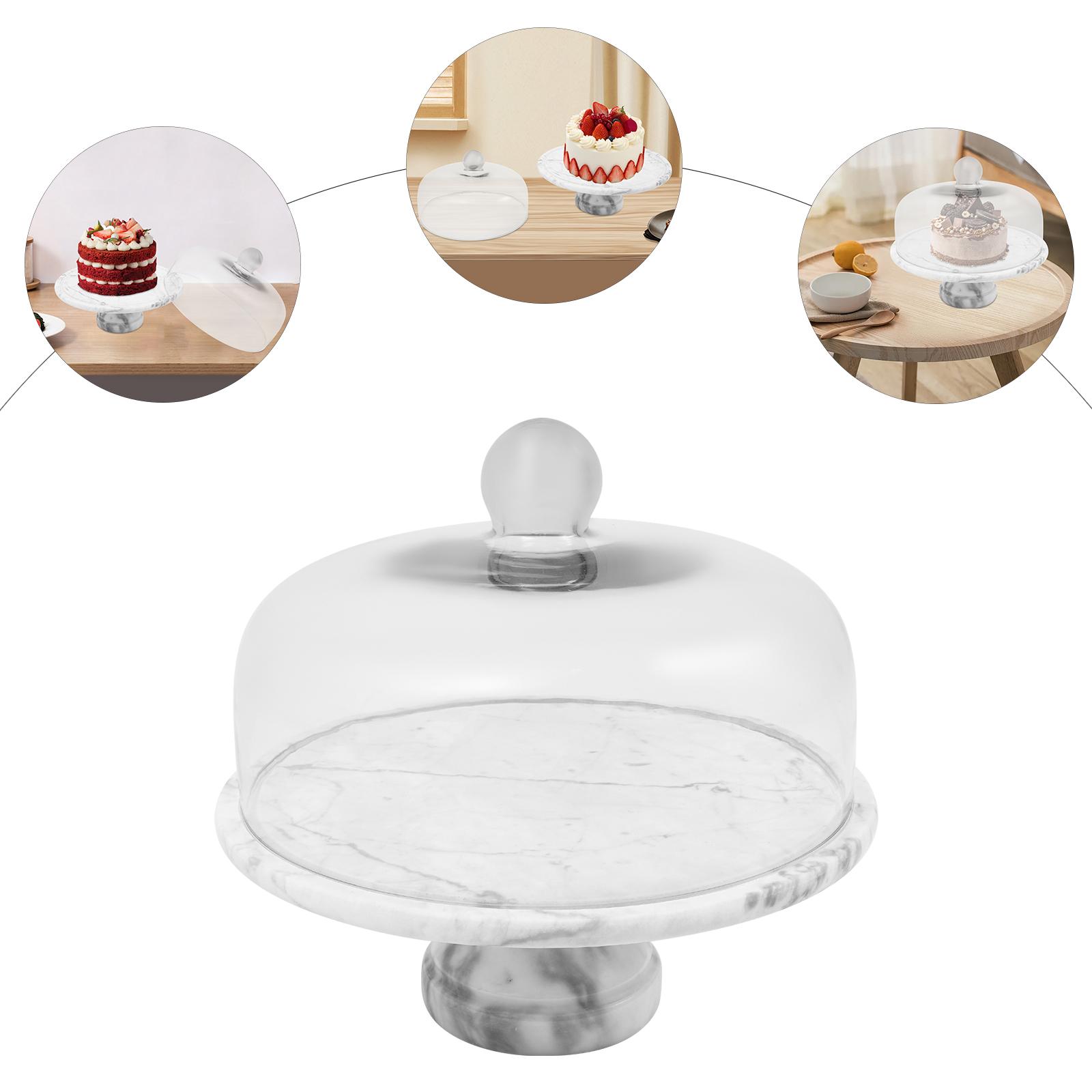 

Marble Cake Holder with Dome,Coffee/Grey Clear Round Cake Stand Countertop 30*24cm for Showcasing Cakes