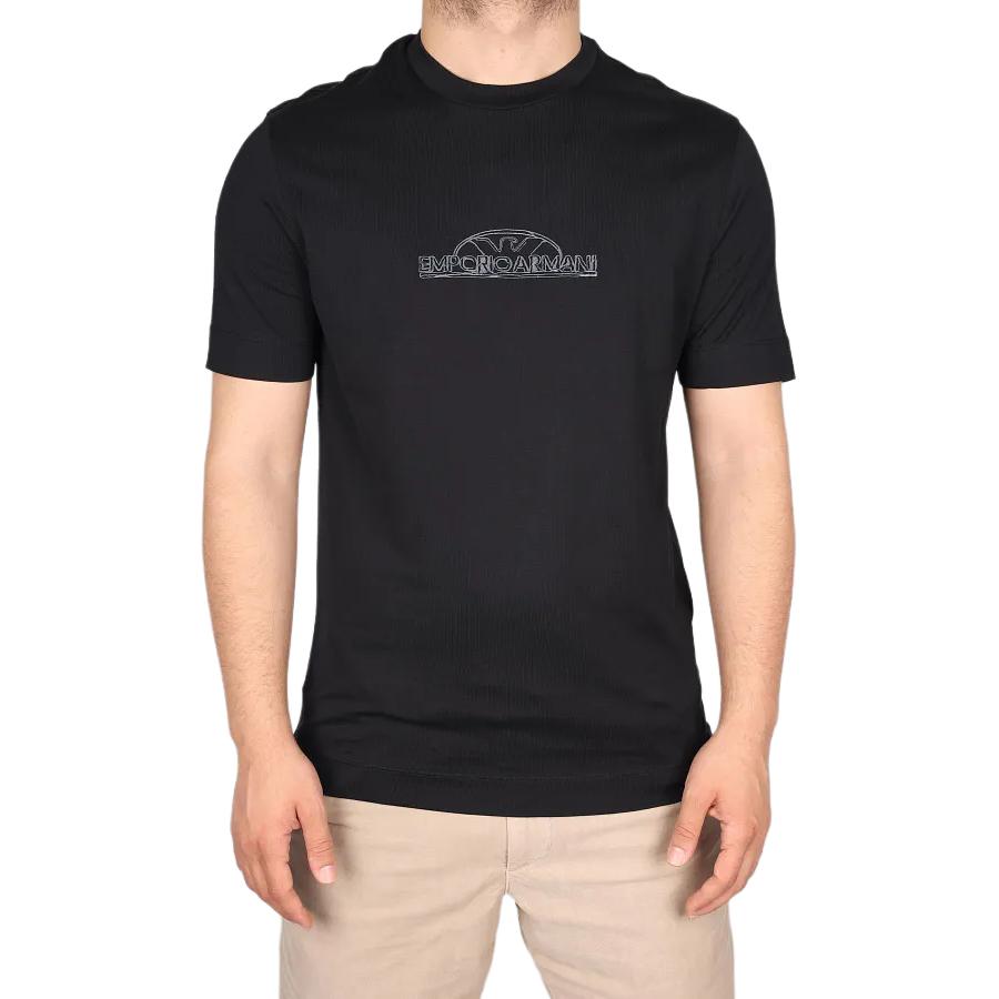 Emporio Armani Ss24 Logo Embroidered Crew Neck Short Sleeve T-Shirt Men Tops Black 3D1TG8-1JOCZ-0050