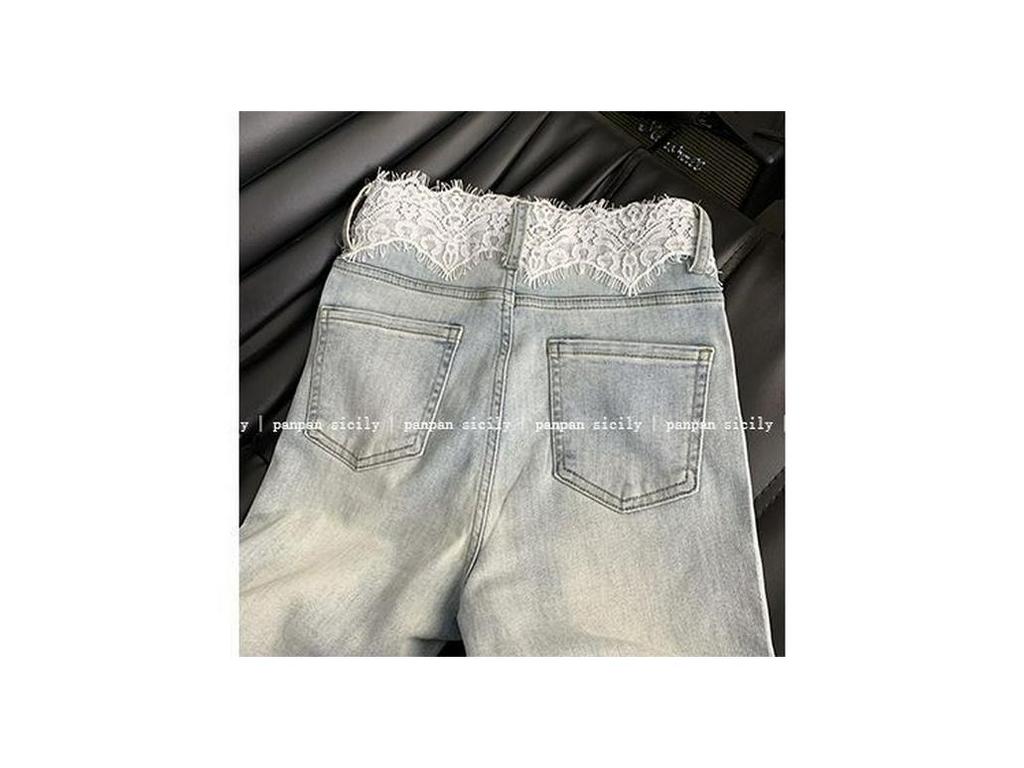 Dambyxor med strass, slimmande, hög midja, utsvängda ben - Extralånga, stretchiga, sommar 2025