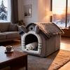 Cama Dobrável Lavável para Animais de Estimação Gatos e Cães Almofada Removível Casa Canil Interno Base Antiderrapante, Tapete Macio para Dormir para Animais de Estimação Pequenos