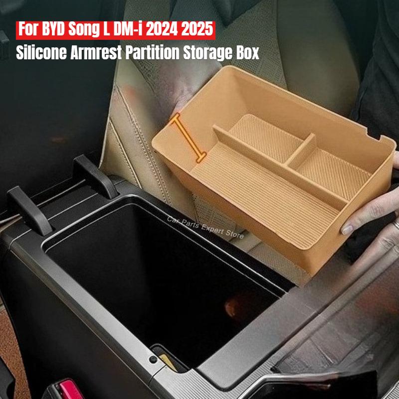 Silicone Armrest Storage Box for BYD Song L DM-i 2024 2025 Center Console Armrest Partition Anti-scratch Organizer Case Interior