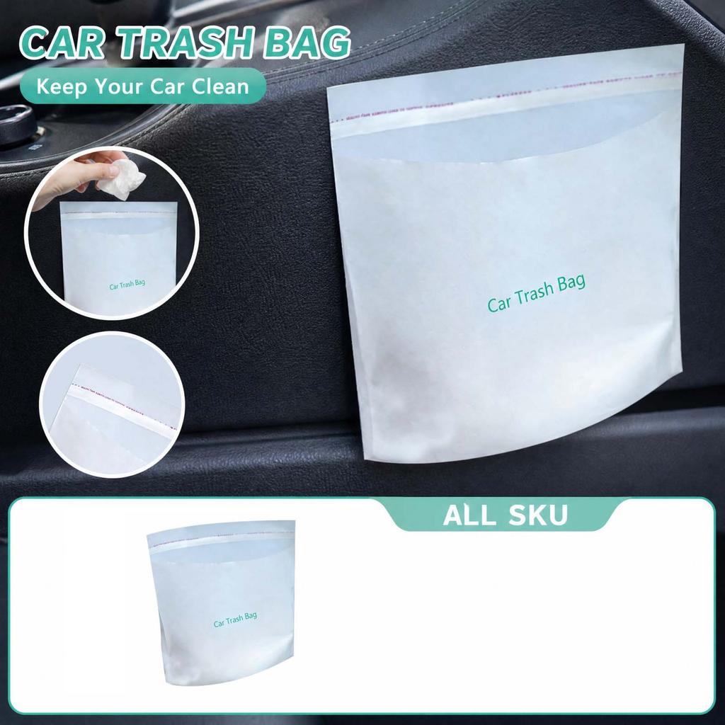 Disposable Car Bag with Adhesive Sticker - Vertical Hanging for Car, Desk, Dormitory (20 Bags )