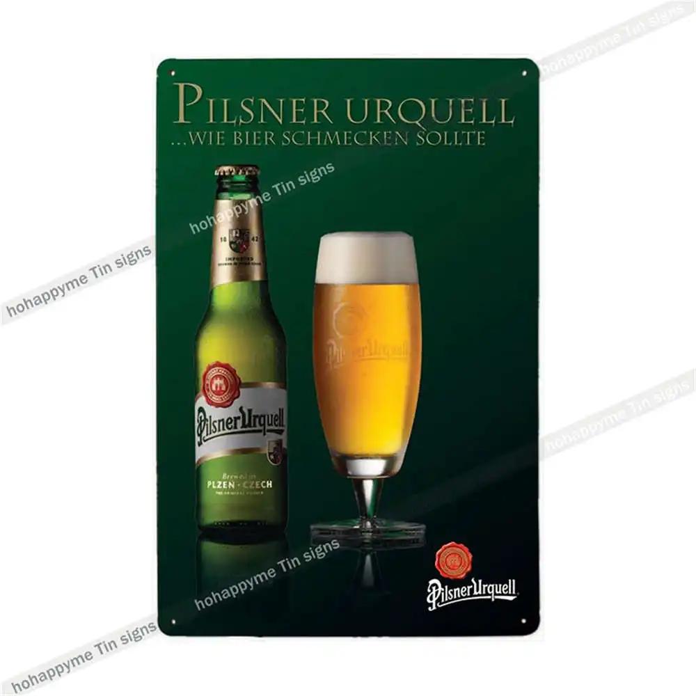 Pilsner Urquell Metal Wall Art Poster Belgium Beer Sign Vintage Bar Man Cave Club Tin Painting Decor Plaque Decoration 20x30cm