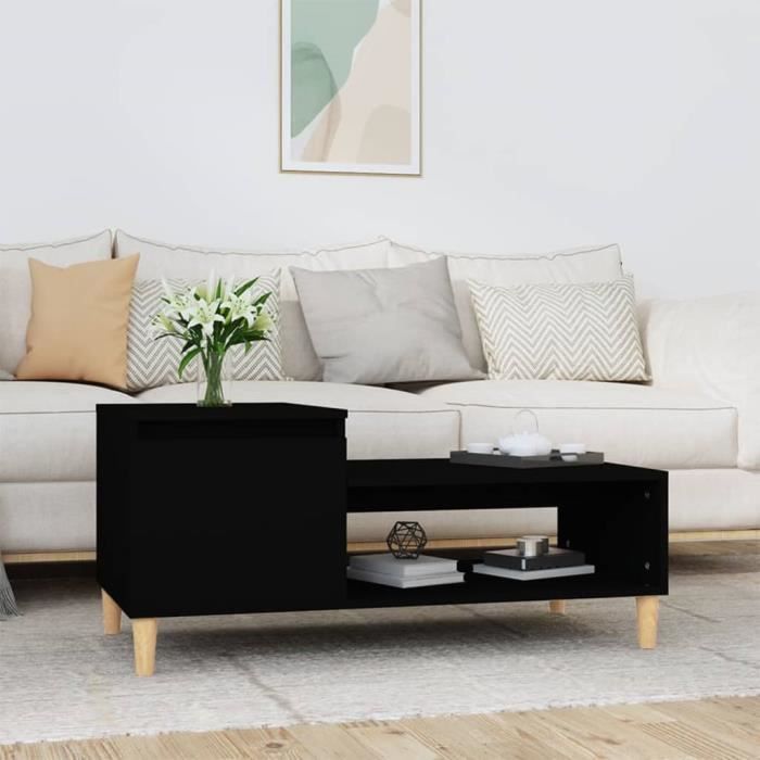 821125 vidaXL Table basse Noir 100x50x45 cm Bois d'ingénierie