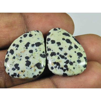 28.45Cts. Natural Dalmation Jasper (18mm X 23mm Each) Cabochon Match Pair SK-2519