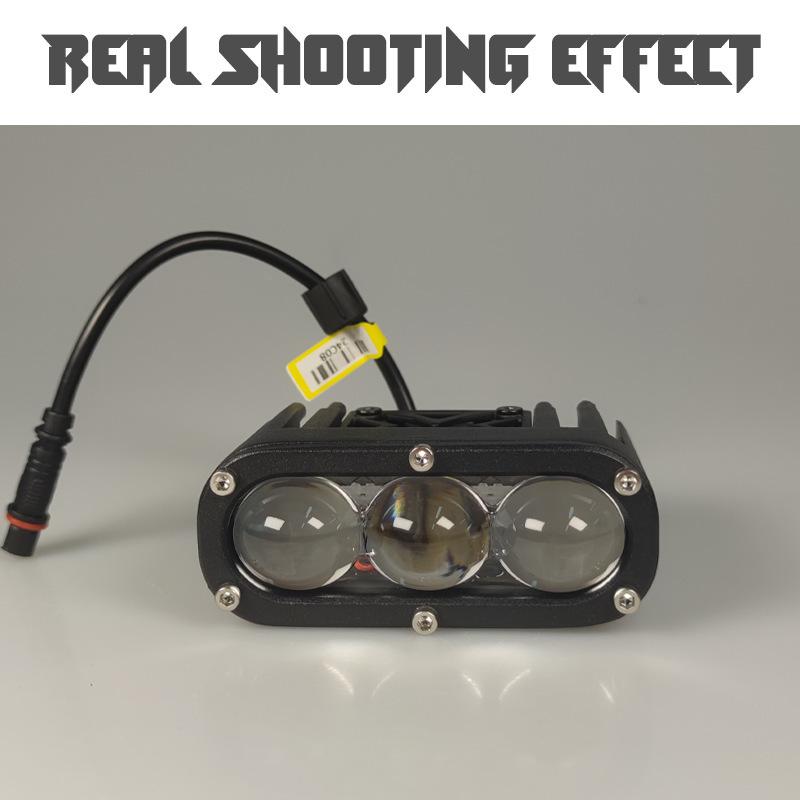 Ultra-Thin Three-Eye Car Spotlight Middle Net Fisheye Light External Motorcycle Light Yellow And White High-Power Laser Fog Light